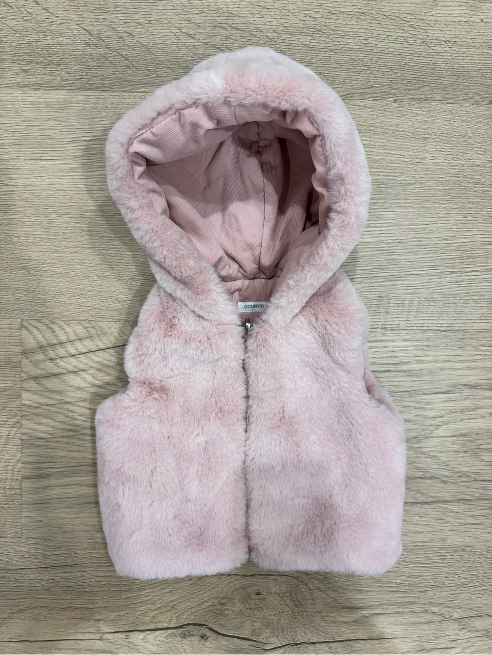 Country Road Pink Faux Fur Hooded Baby Vest